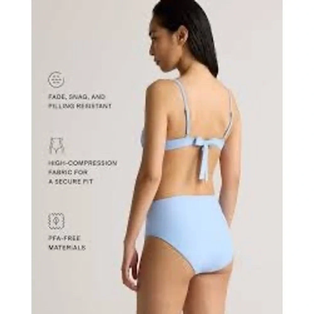 Quince Italian Scoop Neck Tie Back Bikini Top‎ Sky Blue Size Small NWT